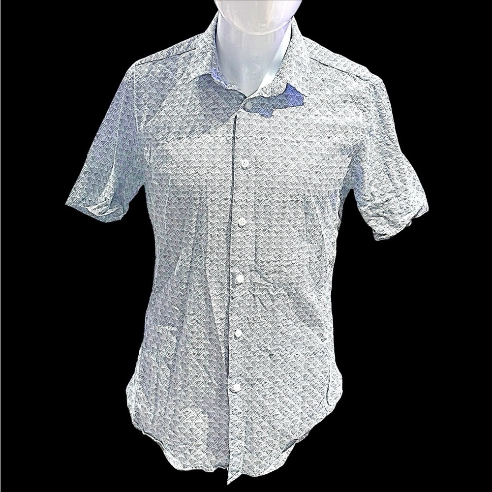 Men's Topman Blue Patterned Short Sleeve Shirt